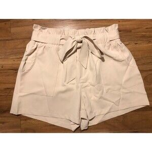 Women's XXL Shorts Off White Elastic Waist with tie belt